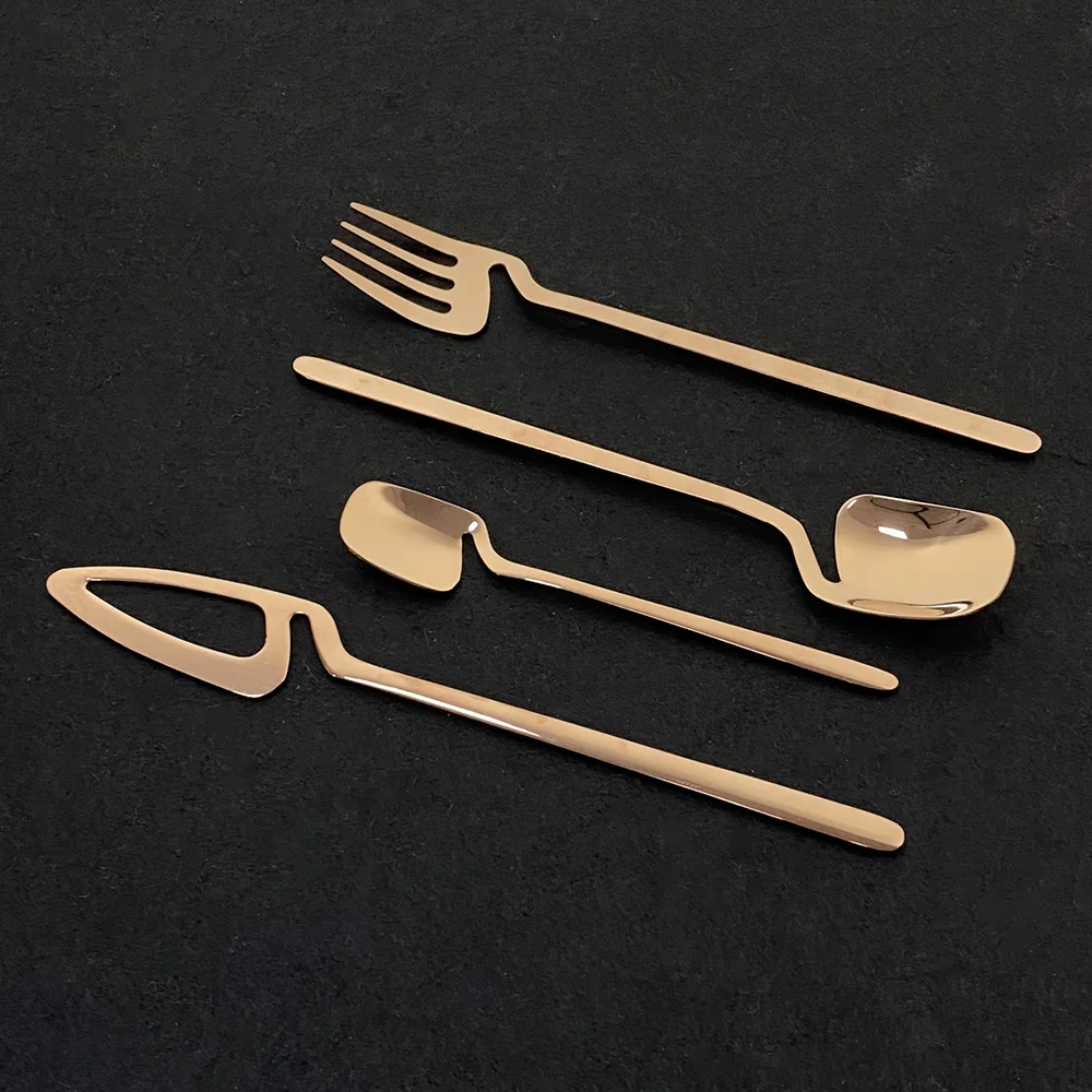 

8Pcs Stainless Steel Cutlery Set Kninife Home Fork Dessert Spoon Tableware Rose Gold Dinnerware Set Kitchen Silverware Set