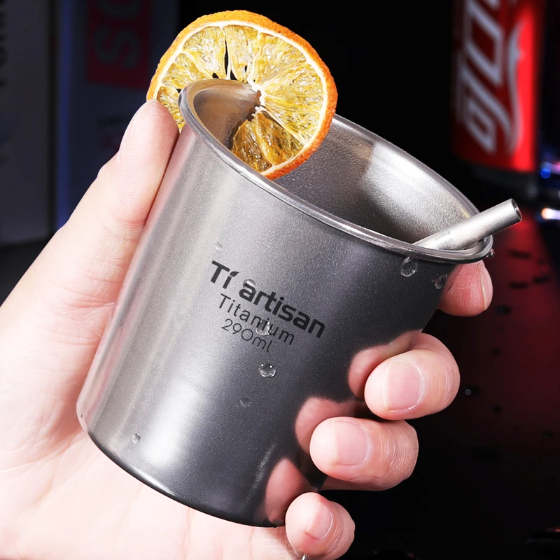 

1Pcs Titanium Metal Cup Beer Cups White Wine Coffee Tumbler Tea Milk Mugs Outdoor Travel Kitchen Home Camping Mugs 290ml