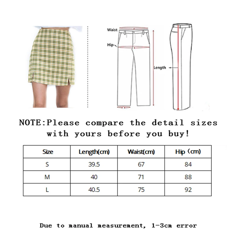 

Vangull Women Split Details Plaid Mini Skirt High Waist Slim Sweet Pencil Skirt Zipper Summer Chic Basic Avocado green Skirt