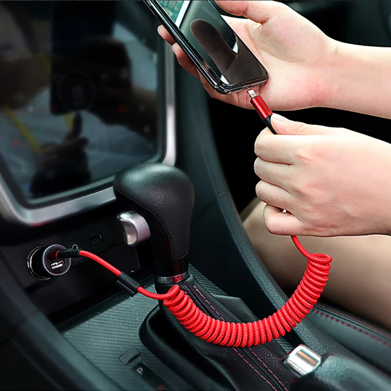 1,2 м выдвижной пружинный Спиральный Micro USB кабель для iPhone samsung Android мобильный телефон Быстрая зарядка usb type C кабель провод шнур