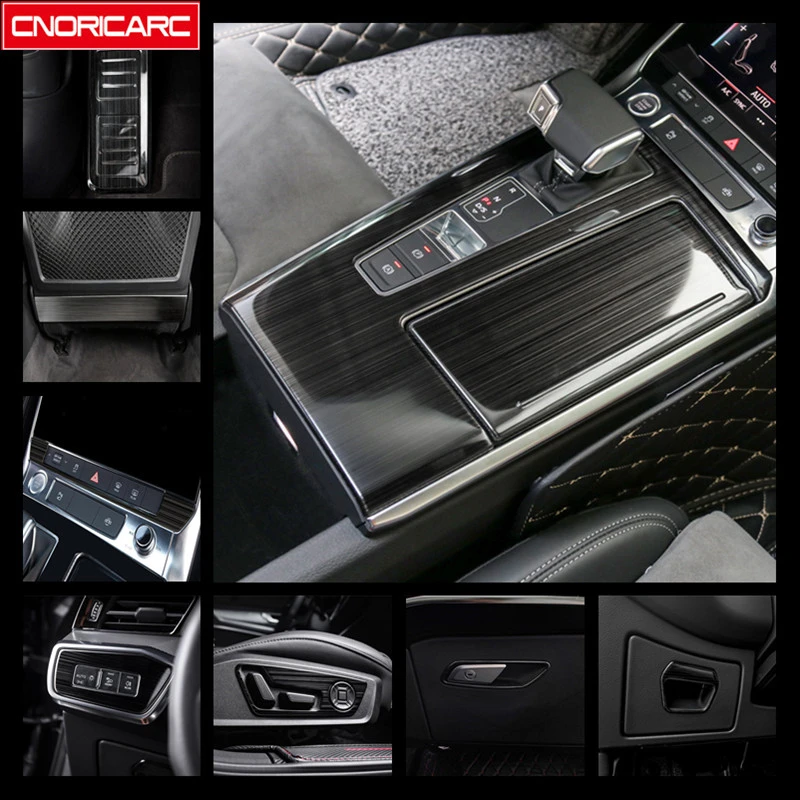 

Black Central Gearshift Panel Cover Trim For Audi A6 C8 2019 Stainless Steel Car Center Console Buttons Frame Decoration