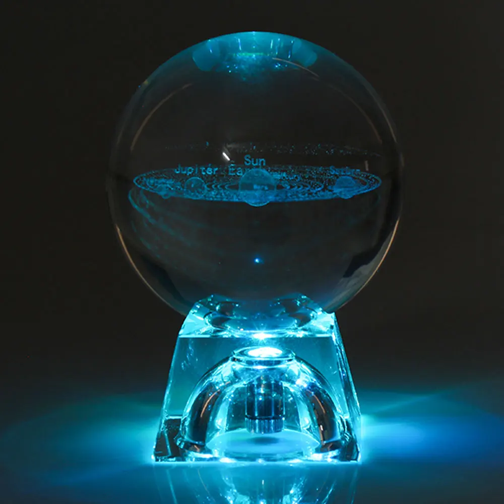 

6cm 3D Engraved Galaxy solar system Crystal lamp night light luminous Craft Glass round Sphere Home office desk Decor lamp