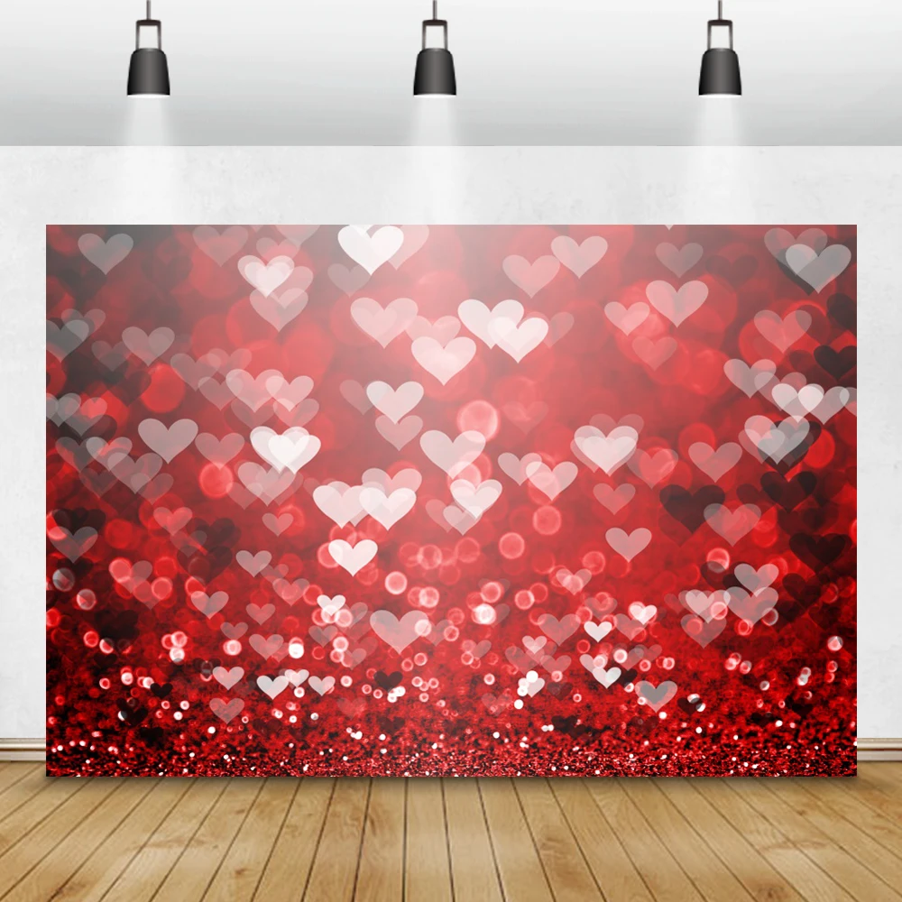 

Laeacco День Святого Валентина Фотофон красный любовь сердце светильник боке влюбленный портрет фотографии фоны фото фоны фотозона