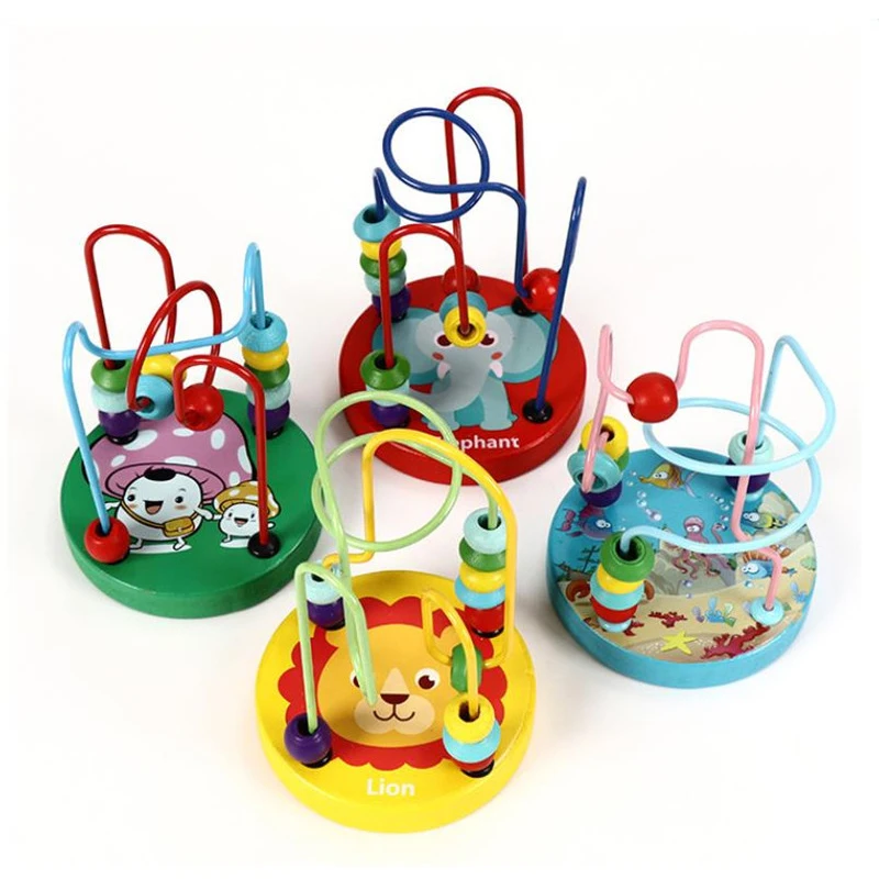 

Montessori Educational Wooden surround Bead 3D Wooden Mathematic Jigsaw Brain Training Early Learning Toy Traditional For Gift