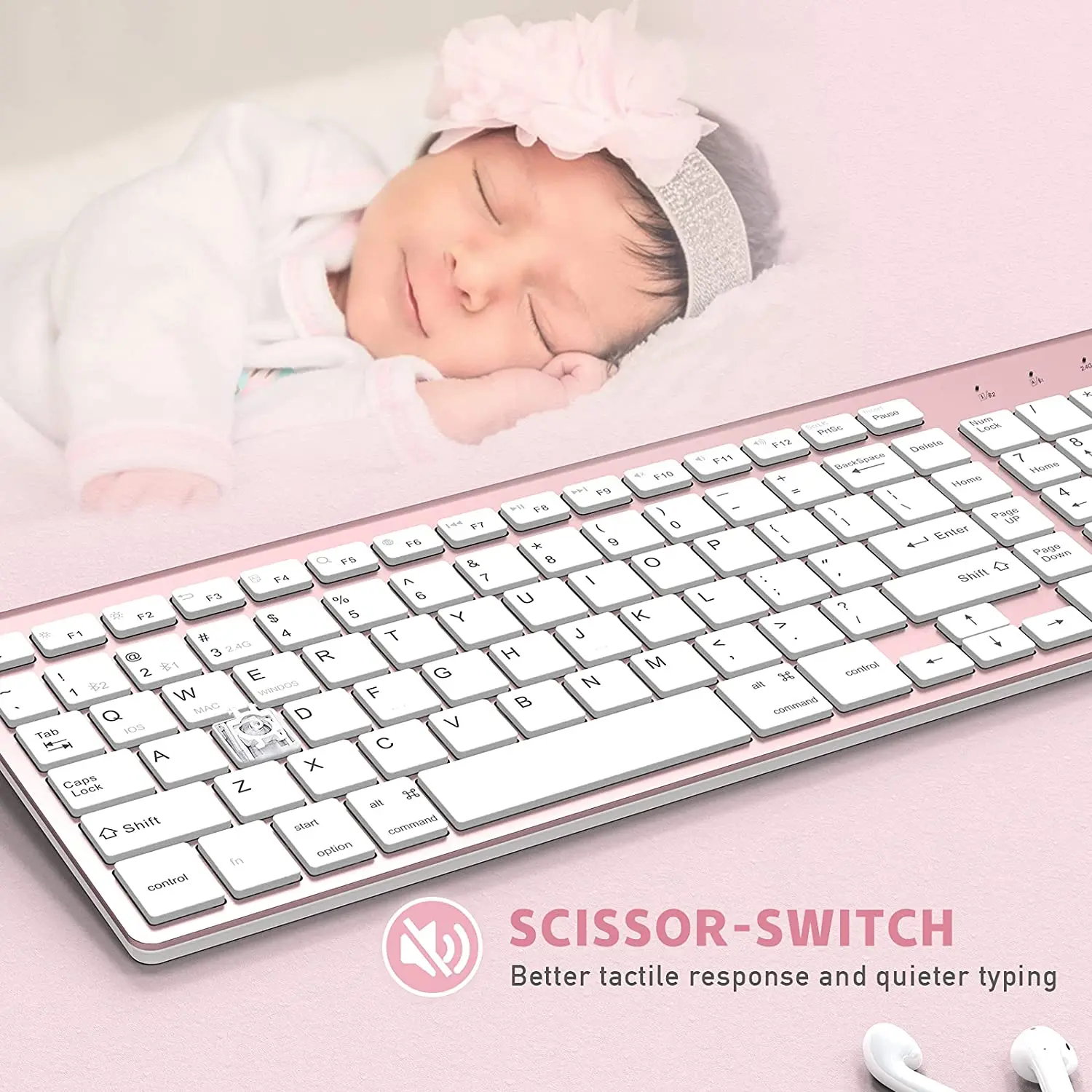 bluetooth keyboard compatible with windows and macos wireless bluetooth keyboard standard qwerty keyboard silver blue pink free global shipping