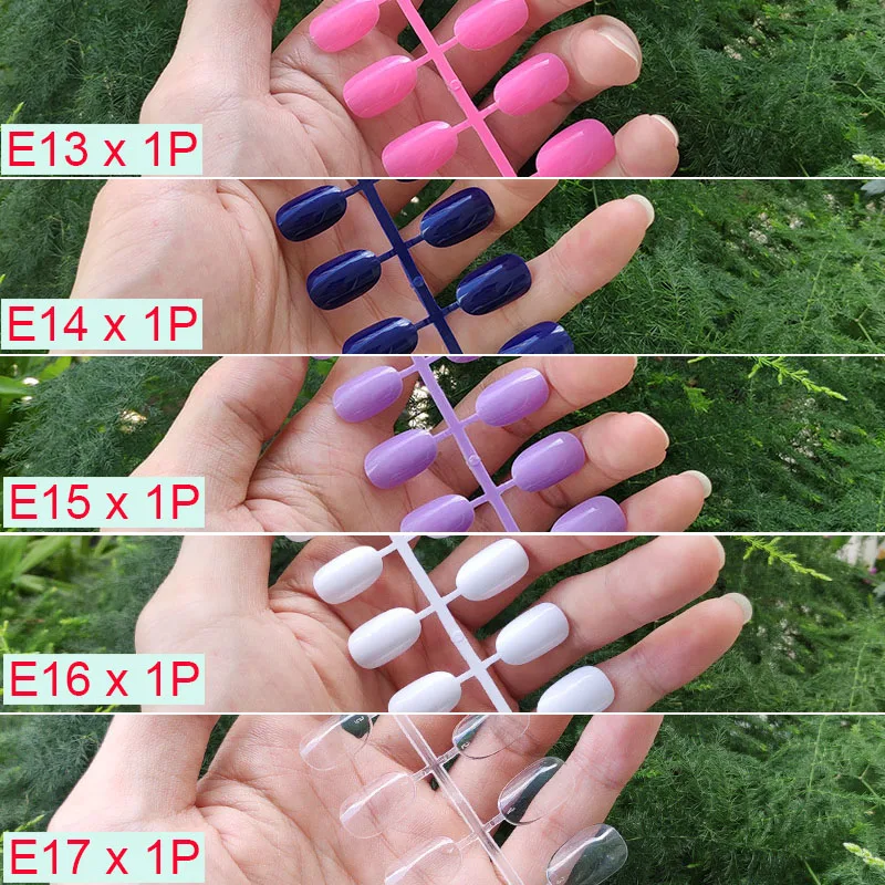 F-5PCs Mix Colors 18 смешанных цветов короткие круглые кончики для Ногтей Полное покрытие накладные кончики для Ногтей пресс на поддельные ногти яркие цвета - Цвет: F-5PCs Mix Colors
