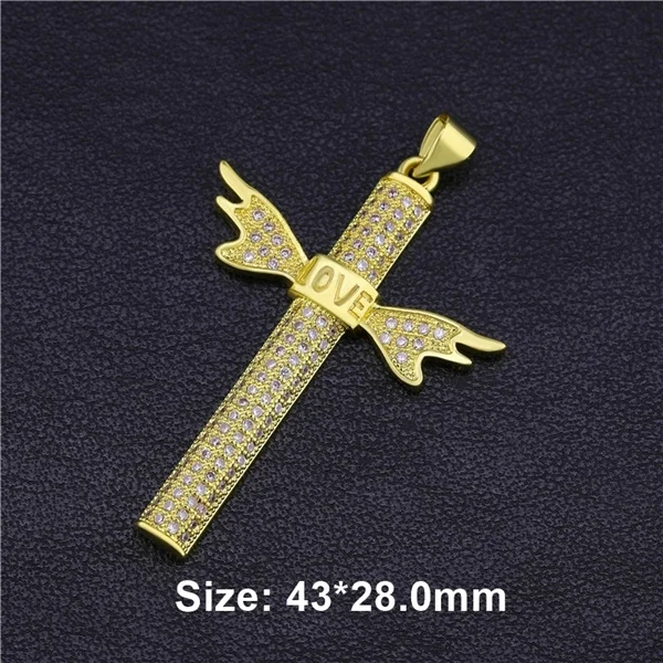 Gold Juya Micro Pave Циркон Религиозная Христианская подвеска в форме Креста для ручной работы Иисуса христианского браслеты Изготовление ювелирных ожерелий - Окраска металла: Gold