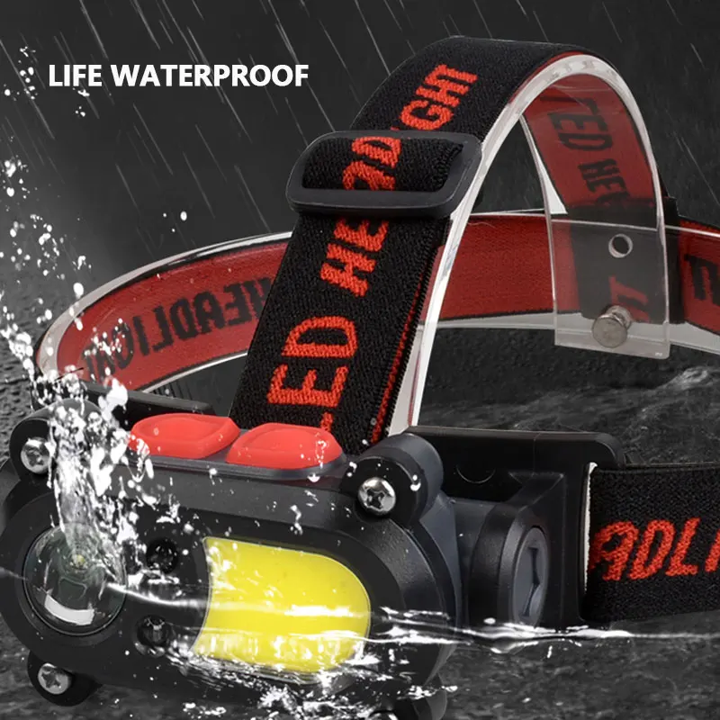 Светодиодный налобный фонарь с COB матрицей сверхъяркий Головной дальнего