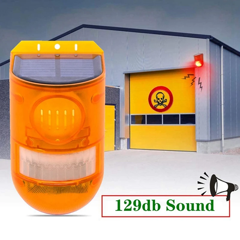 

2PCS Solar Strobe Light, Solar Alarm Light with Motion Detector Solar Alarm Light 129Db Sound Security Siren