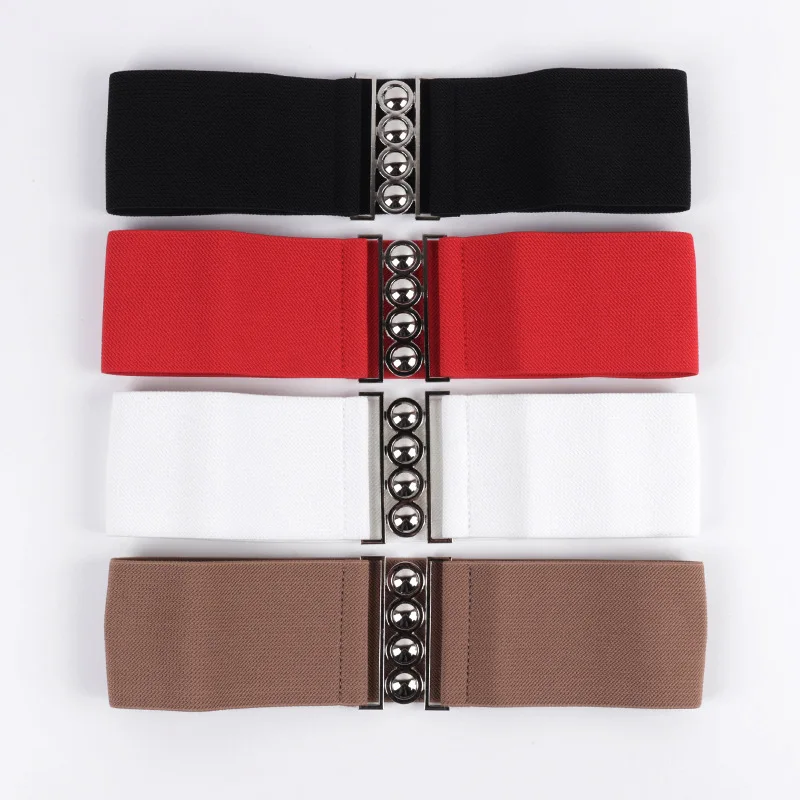 

Elastic Waistband Wide Waist Belt Female Stretch Corset Belt For Women Metal Buckle Belts Cummerbunds Dress Coat Accessories