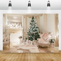 photo backdrop christmas tree royal luxurious chic room fireplace sofa flower gift kid interior photocall photography background