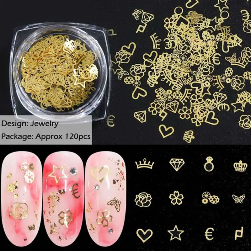 

6 Pcs/set Fashion Popular Nail Art Jewelry Making Filling Material DIY Nails Sticker Epoxy Metal Filler T4MD
