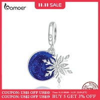 bamoer snowy night sky pendant charm silver 925 original beads fashion silver jewelry diy make gifts girl accessories bsc367