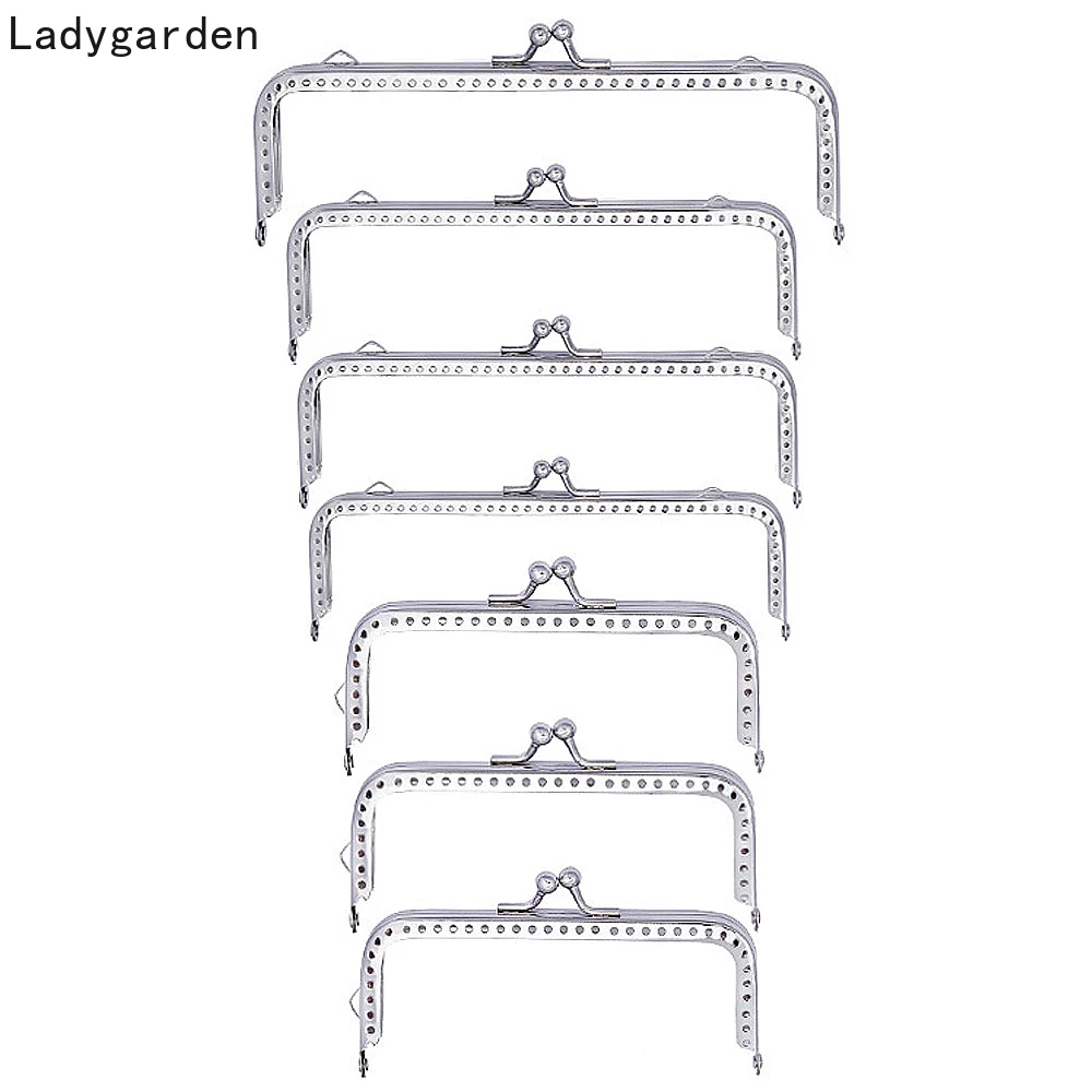 

7PCS Metal Purse Frame Kiss Clasp Lock DIY Bag Accessories 6.5/8.5/10.5/12.5/15.5/18/20CM Square Metal Frame Kiss Clasp