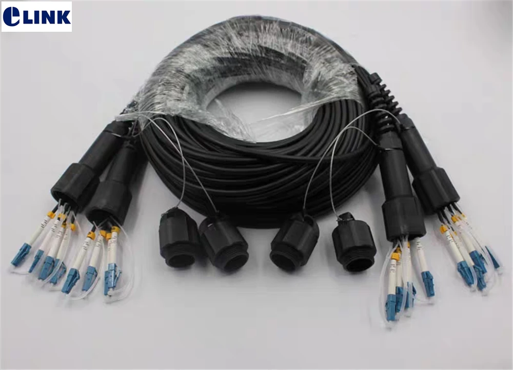 10mtr Outdoor 8C TPU LC-LC Fiber optic Patch cord waterproof 8 cores SM Armored CPRI cable Singlemode FTTH LSZH jumper ELINK 10m