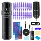 Мачты регулируемым ходом Перманентный макияж тату-машинка RCA Интерфейс с картриджем двухлицевой вязки в рубчик (Беспроводной Мощность татуировки Kit