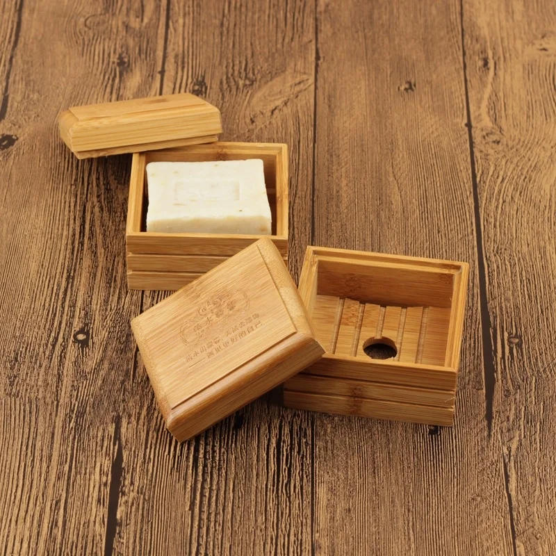 

8.5x5.5x8cm Bamboo Soap Dishes Bamboo Drain Soap Box Wooden Storage Box soap dish For Home Bathroom Products Soap Holder 2021