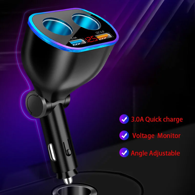 

12v to 24v Car Cigarette Lighter Socket Plug QC3.0 LED USB Charger Adapter USB Car Charger For Mobile Phone MP3 DVR Accessories