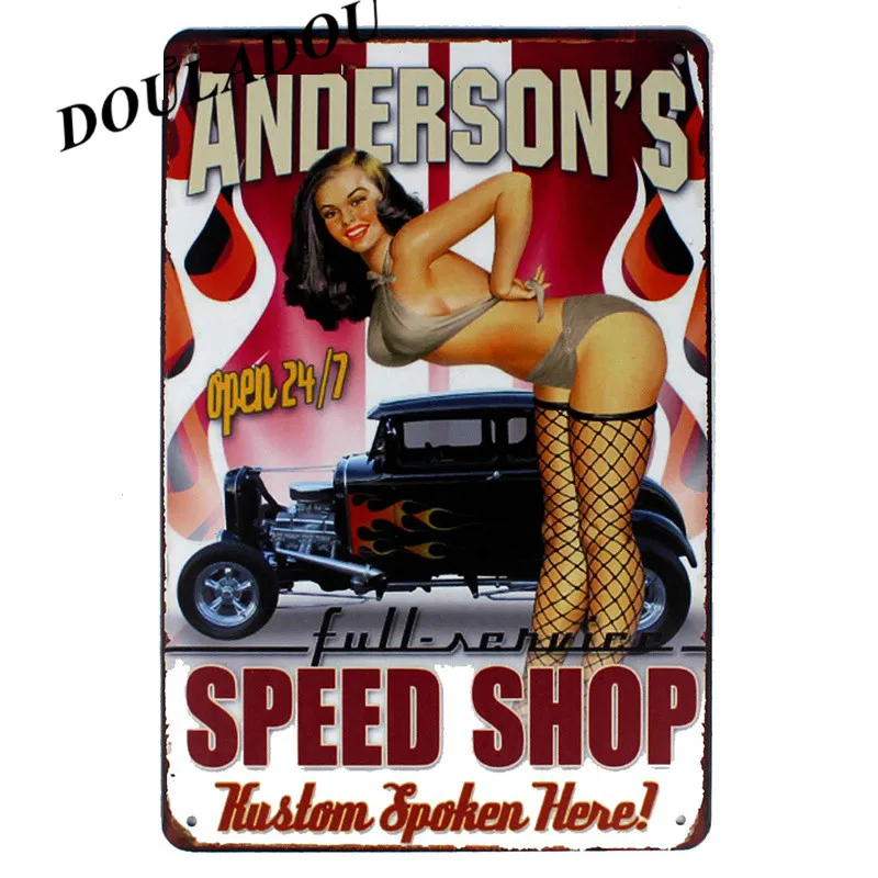 [Douladou]Hot Road Garage Server Signs Vintage Metal Tin Sign Room Car Club Retro Iron Plate Wall Stickers 30*20CM | Дом и сад