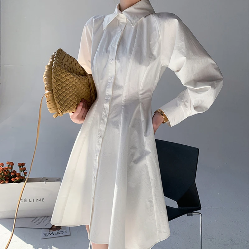 

Summer 2021 Women's Clothing Woman Long Shirt White Dress Elegante Cottagecore Aesthetic Original Minimalist Sexy Dress