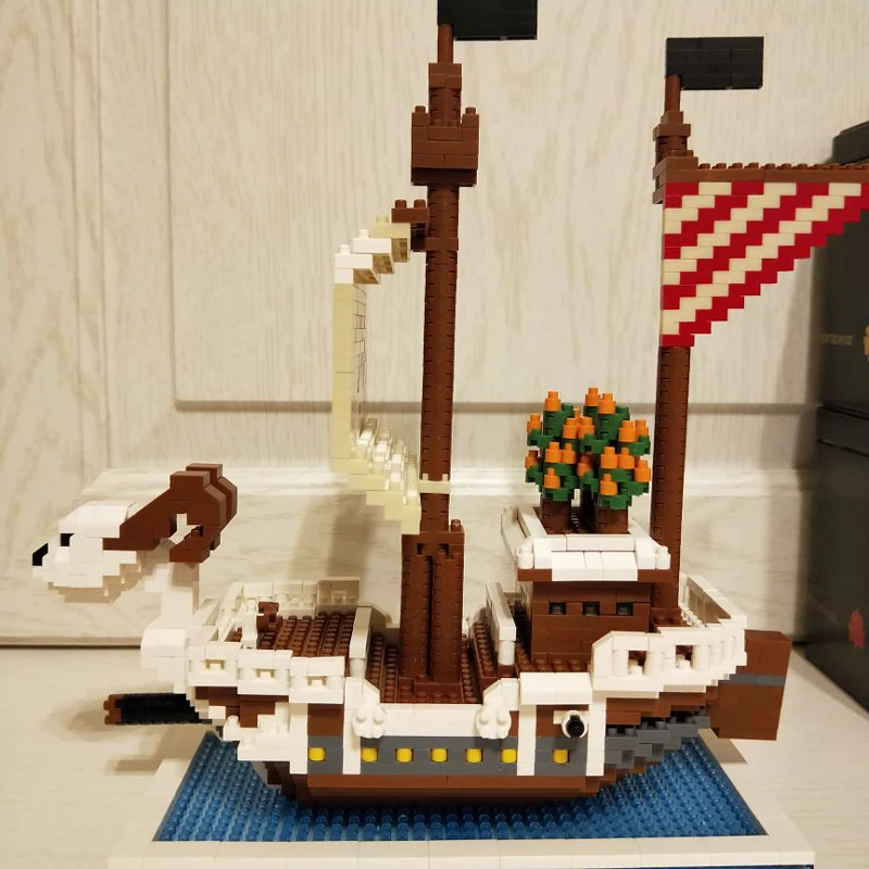 ZMS 3445 Аниме One Piece Luffy Going Merry Pirates корабль лодка 3D модель DIY Мини Алмазные Блоки