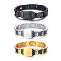 oktrendy magnetic bracelet men stainless steel health energy hologram bracelets gold color carbon fiber id bracelet for men 2021