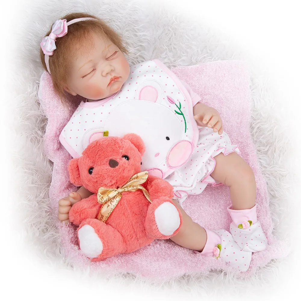 

Реалистичная кукла-реборн из мягкого силикона, 22 дюйма, 55 см, Реалистичная Милая Спящая девочка, кукла-реборн для детей, подарок на день рожд...