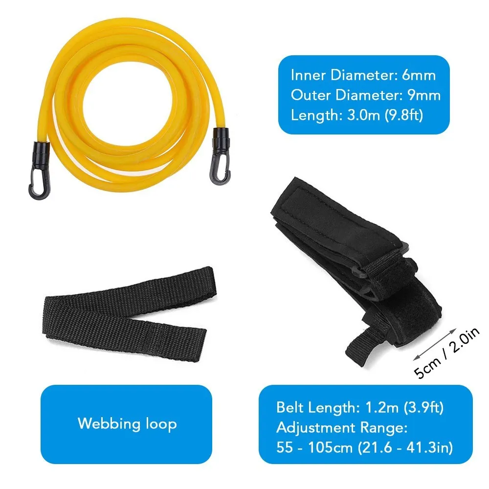 

Swimming Training Belt Stationary Swim Training Leash Cord Swim Resistance Tether Band