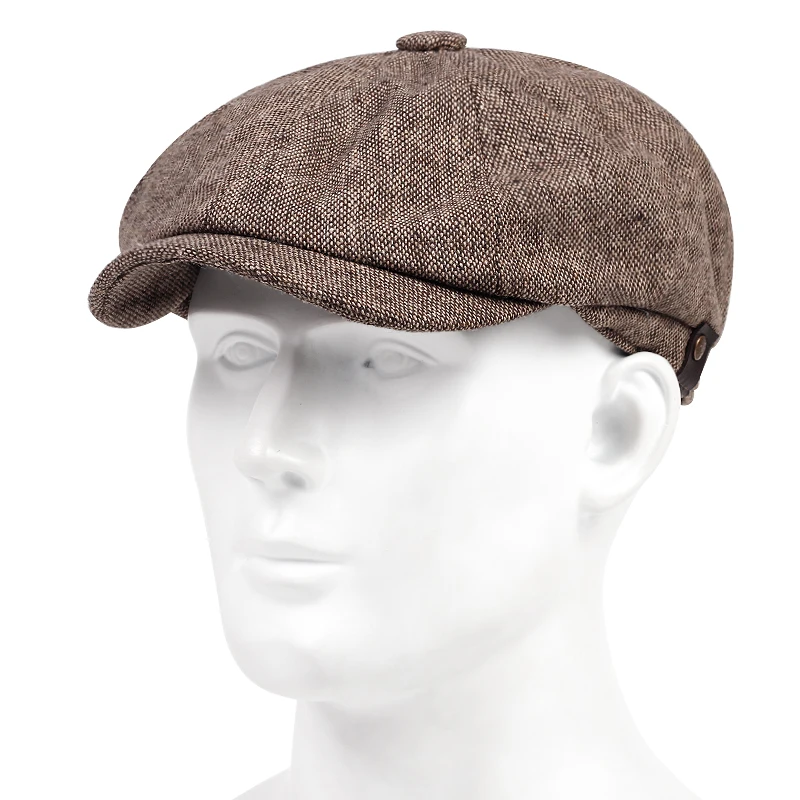 

New Spring Autumn linen Fashion berets hat solid color Men octagonal hats outdoor classic trucker hat hip hop newsboy hats gorra