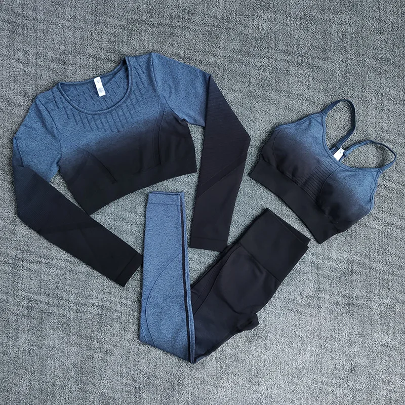 

Hollow Out Seamless Yoga Set Sport Outfits Women 3Pcs Sets Women Sports Yoga Clothing Fitness Joggings Workout Training Set
