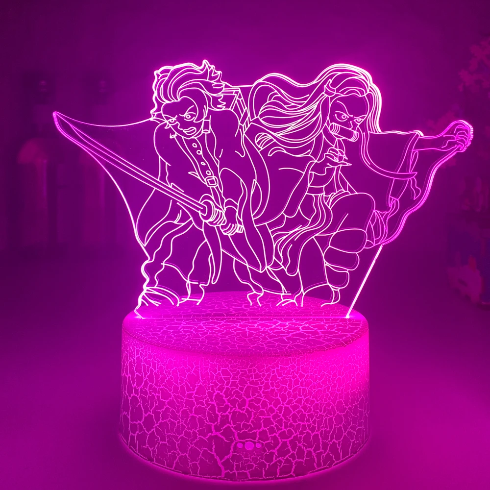 

3D Night Light LED Kimetsu No Yaiba Nezuko Kamado Figure for Bedroom Decor Nightlight Kids Child Table Lamp Demon Slayer Gift