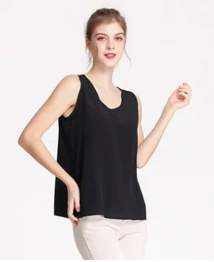 Женский жилет из крепдешина 2021 шелка с круглым вырезом на подтяжках тутового