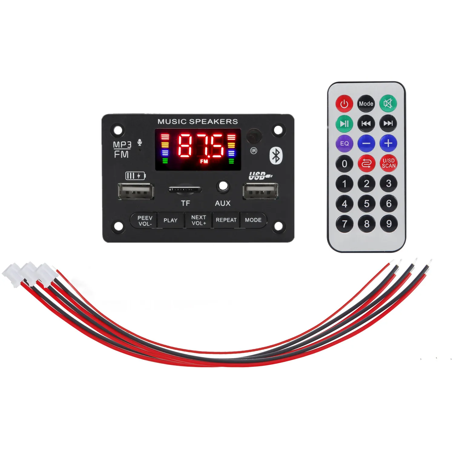Новый Bluetooth 5 0 MP3 плеер декодер доска 2x3 Вт динамик FM-радио модуль 12 В TF USB AUX аудио