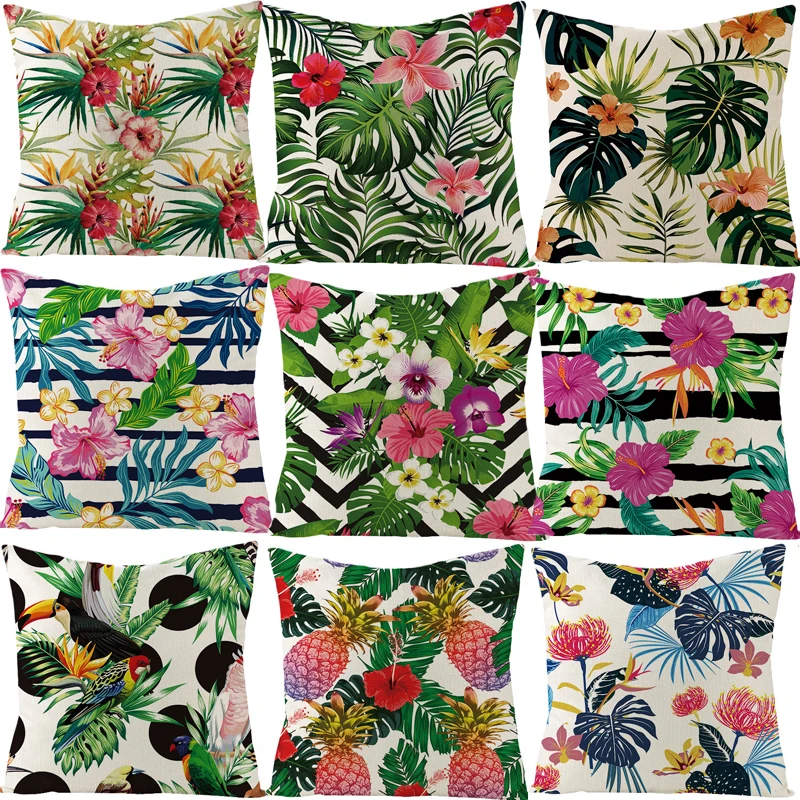 Тропические растения пальмовых листьев зеленые листья монстера Чехлы цветок