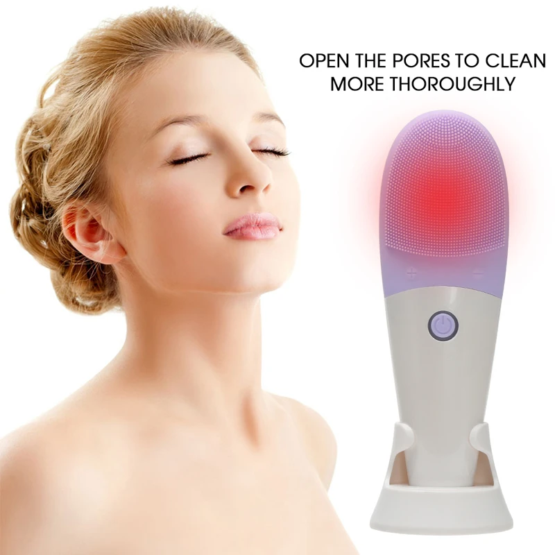 Очищающая щетка для лица Электрический силиконовый массажер подогрева глаз