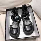 Туфли женские из лакированной кожи, на платформе, с пряжкой, черные, 2021