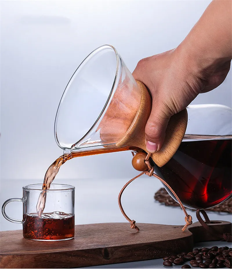 Стеклянная кофеварка кофейники пивоварка безбумажный капельный чайник для кофе