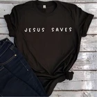 Футболка женская черная с надписью Иисус сохраняет