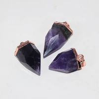 fashion jewelry big natural stone bullet pendant women 2019 new amethysts purple crystal quartz gold point pendant women as gift