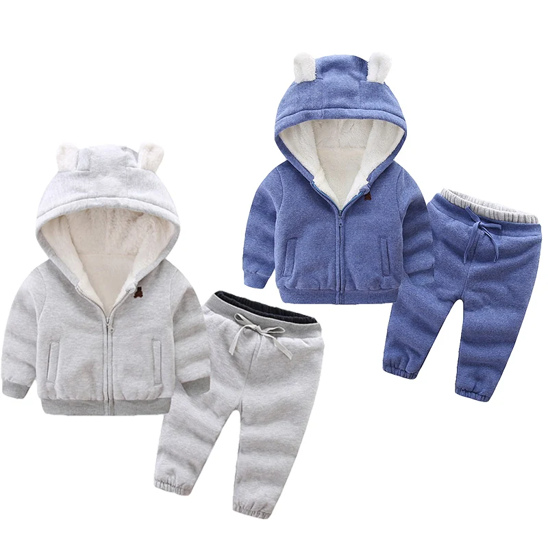 Осенне-зимний комплект одежды для мальчиков и девочек Детские Бархатные костюмы