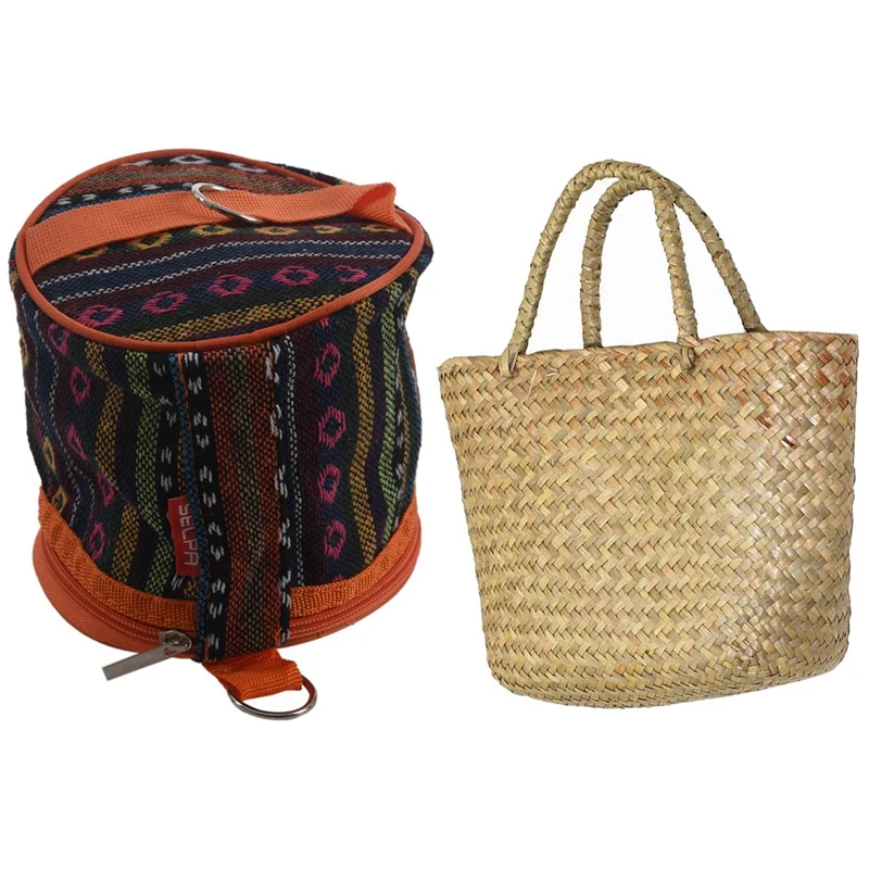 

1 Pcs Waterproof Toilet Paper Storage Holder Roll Case & 1 Pcs Women's Classic Straw Summer Beach Sea Shoulder Bag