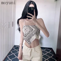 2021 spring and summer sexy printed square scarf tube top retro hot girl top camisole women irregular korean fashion clothing