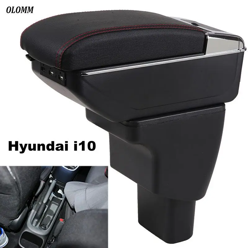 Подлокотник коробка для hyundai I10 USB зарядка центр консоль коробка с подстаканником пепельница автомобиль-Стайлинг украшения Аксессуары