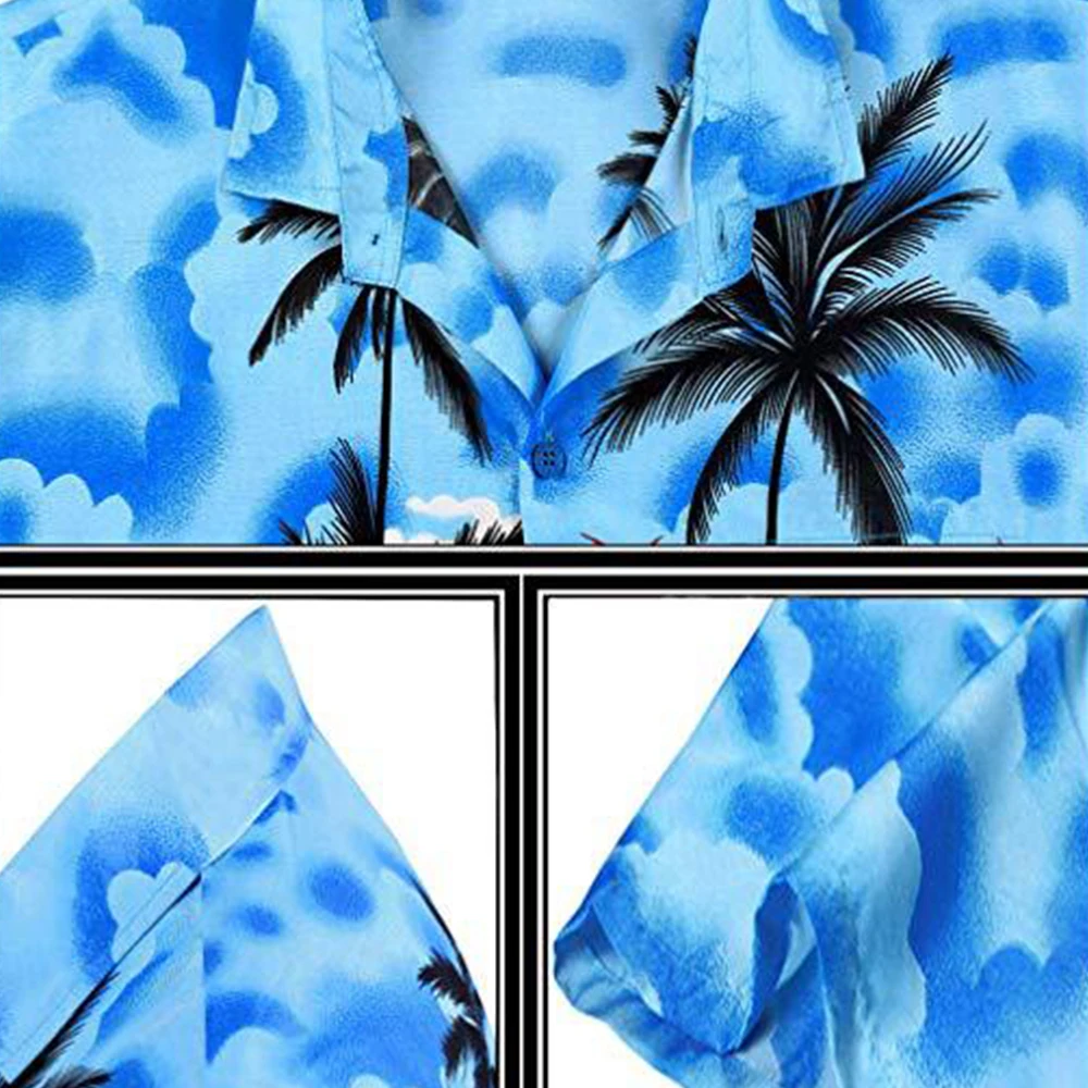 2021 New Hawaiian Shirt Man Summer Short Sleeved Loose Cardigan Shirts Button Top Beach Casual Holiday Streetwear Men Clothing
