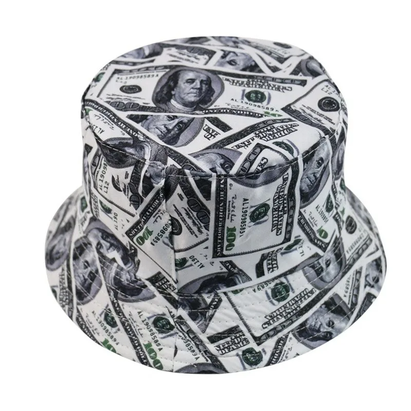 

New Dollar Pattern Chapeau Femme Fisherman Hat Men Bucket Hats Outdoor Casquette