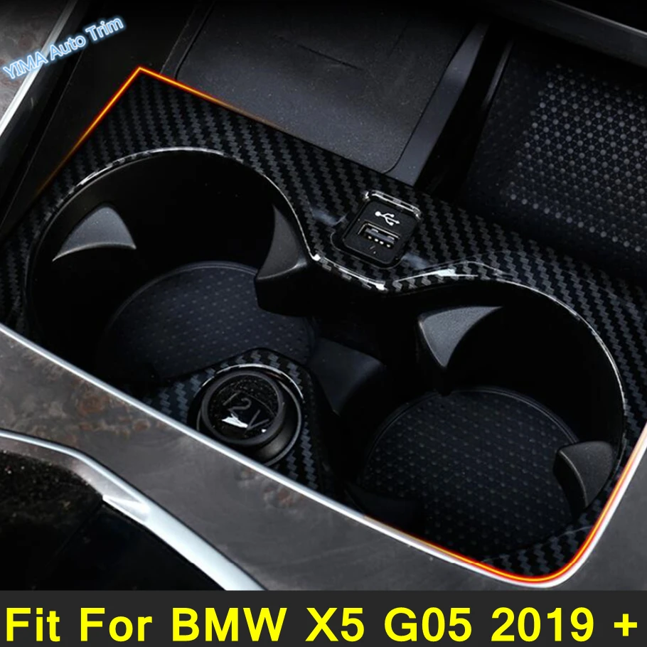 

Lapetus Front Seat Cup Holder Water Bottle Drinks Panel Cover Trim For BMW X5 G05 2019 - 2021 Carbon Fiber Look Auto Accessory