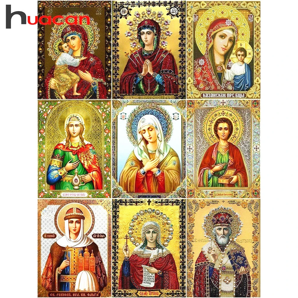 Huacan Icons Алмазная вышивка религия алмазная живопись полная квадратная икона Стразы картины Девы Марии Алмазная мозаика распродажа