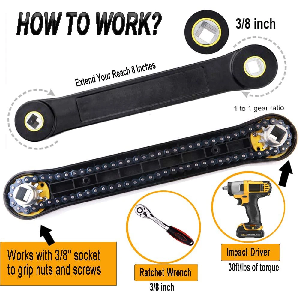 

TiOODRE Universal Extension Wrench 3/8 Inch Spanner Screw Nut Wrench Automotive Tool DIY Key Set Convenient Handhold Hand Tools