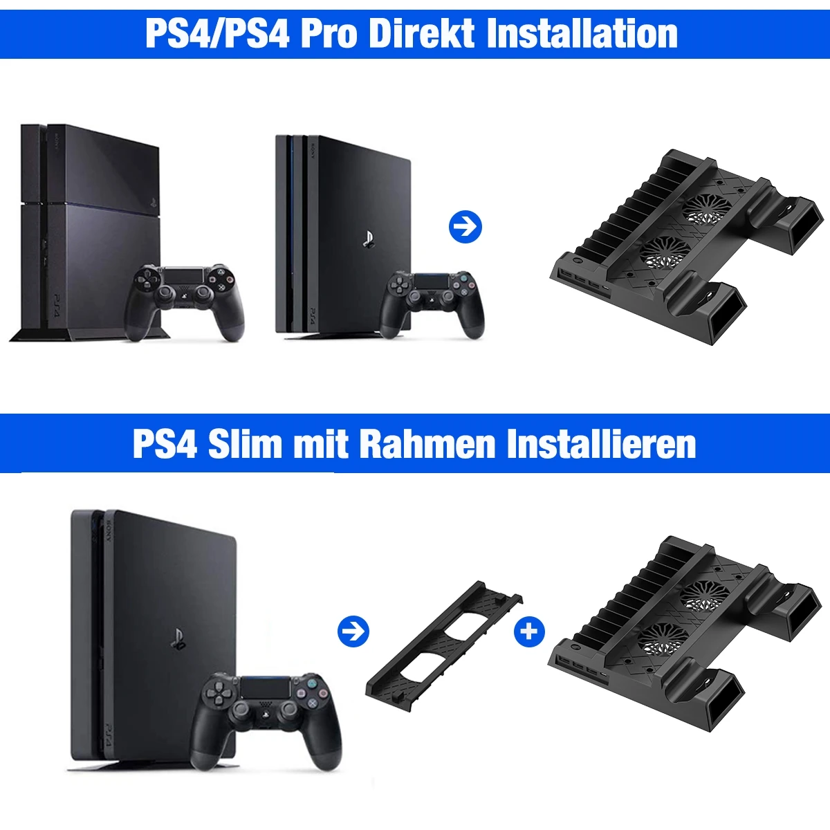 for ps4ps4 slimps4 pro vertical cooling stand with fan dual controller charger charging station for sony playstation 4 cooler free global shipping