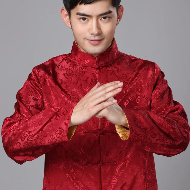Рубашка мужская двусторонняя с длинным рукавом традиционная китайская одежда